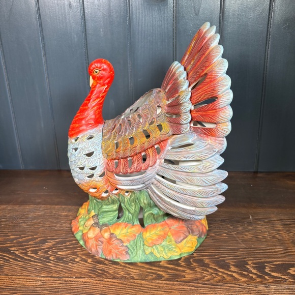 Vintage PartyLite Autumn Harvest Porcelain Turkey Tea Light Candle Holder - Picture 2 of 15